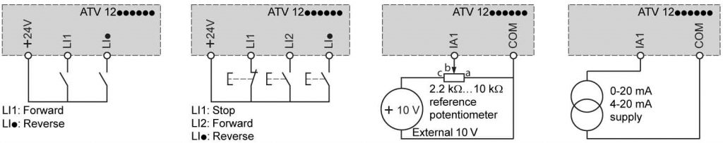 شماتیک ساده ای از اتصال مدار تک فاز کنترل دور اشنایدر الکتریک
